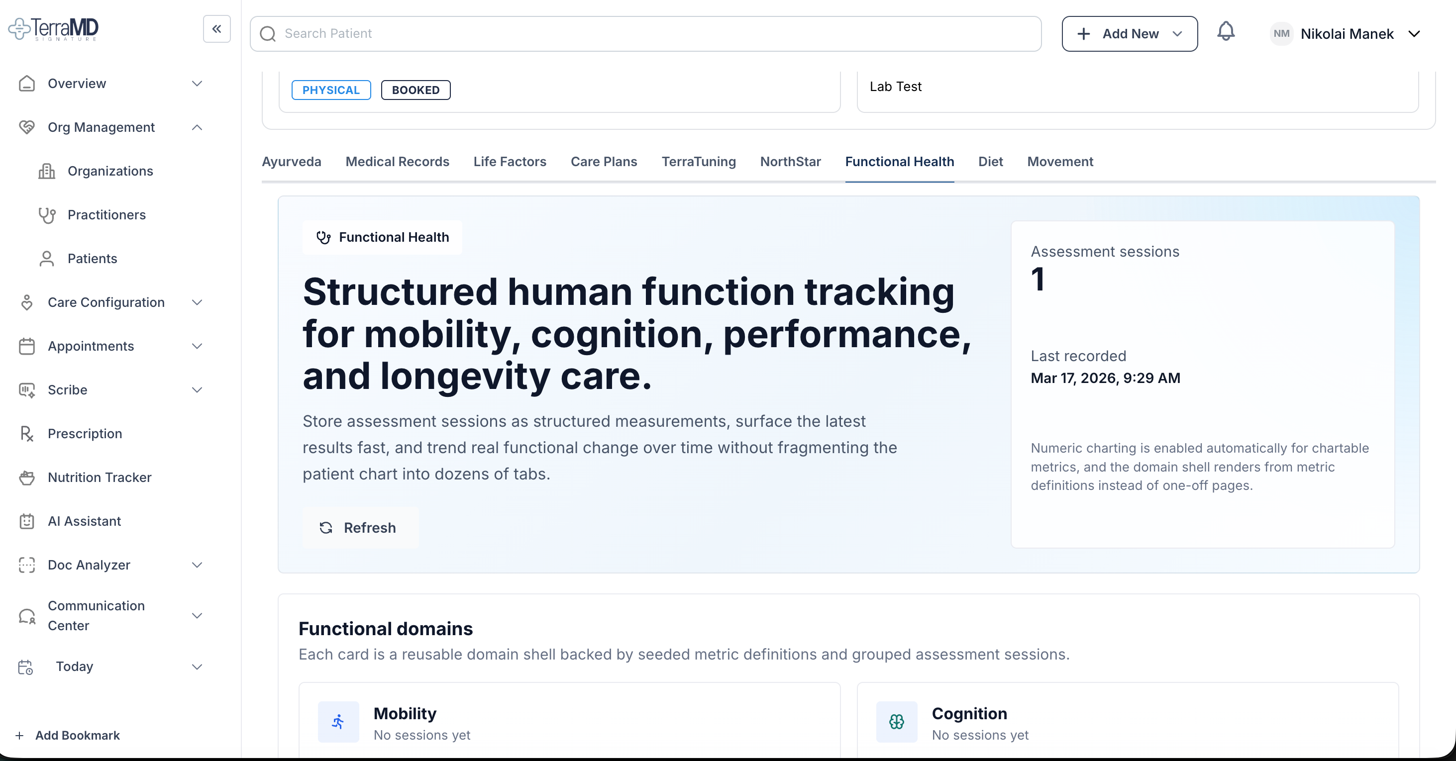 Functional health tracking