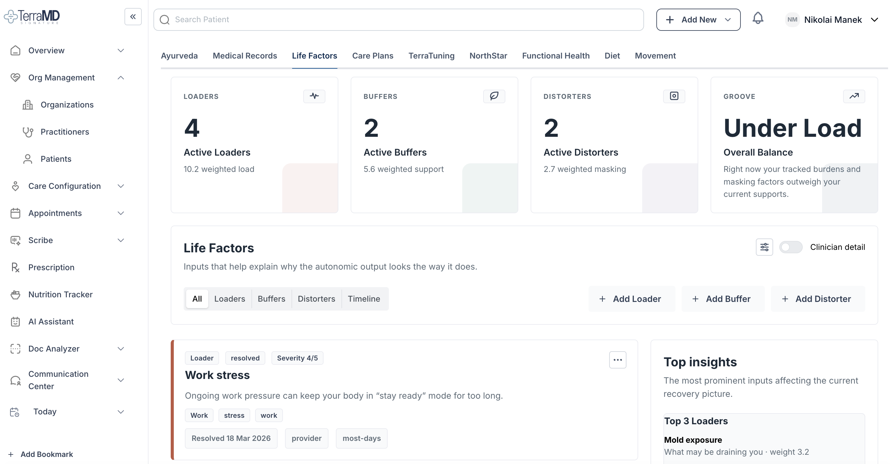 Life factors tracking